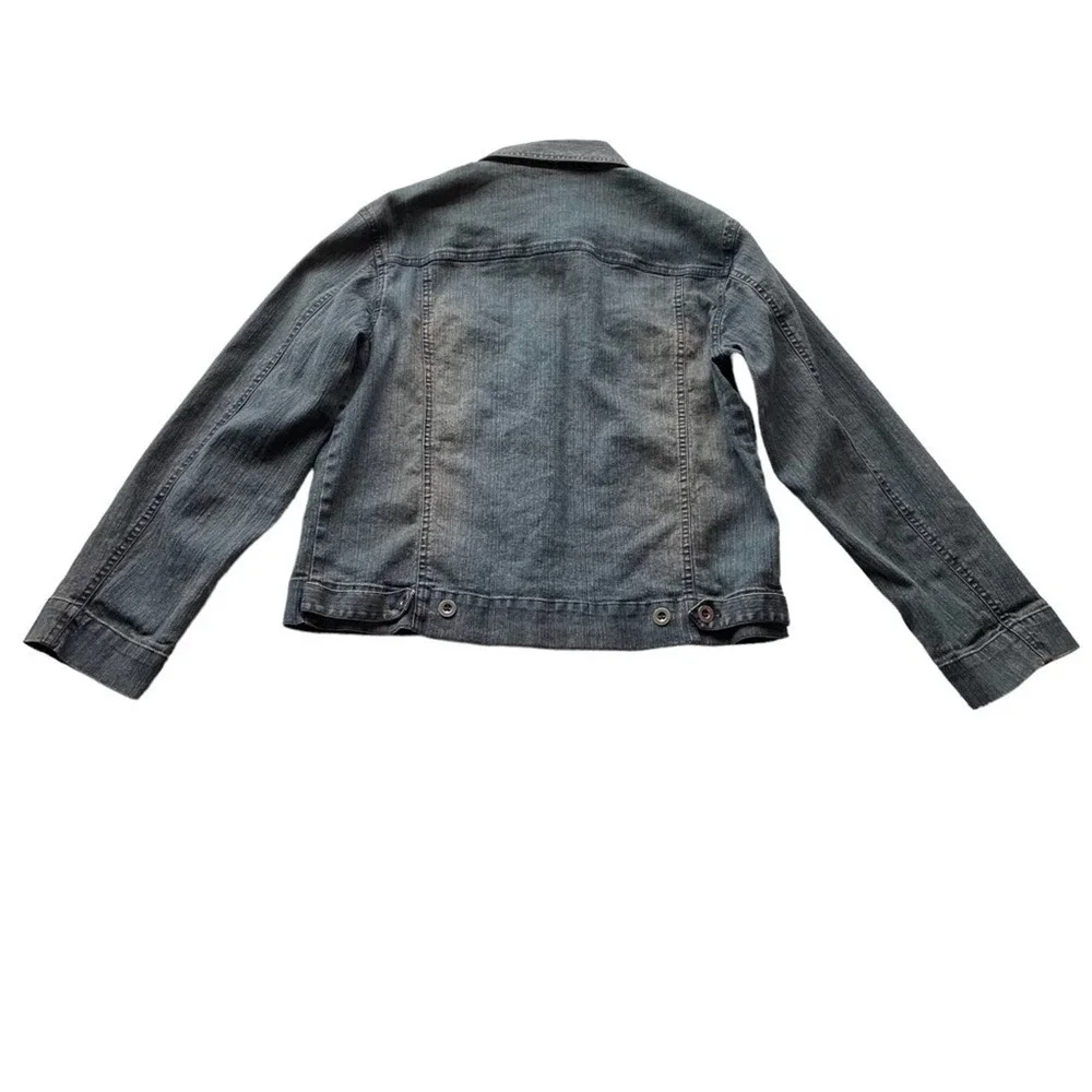 Chico’s Design Denim Jean Jacket Blue Size 1 Medium 8 Stretch Vintage Y2K